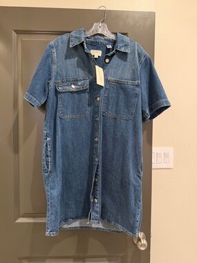 Target Denim Shirt Dress with Front Pockets - Blue